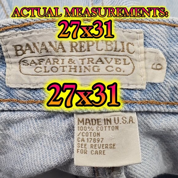 VINTAGE 90S BANANA REPUBLIC SAFARI & TRAVEL MOM JEANS WOMEN'S SIZE 6 (27W x 31L) - Picture 2 of 16